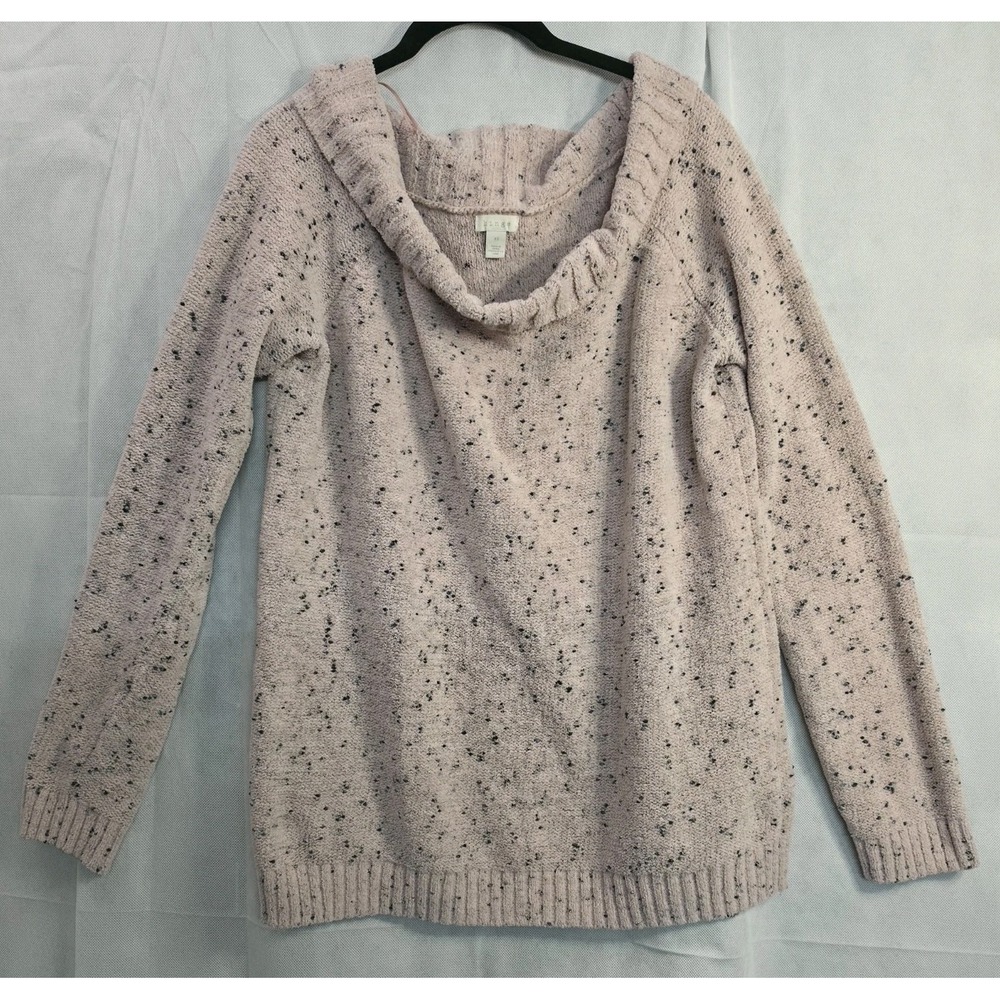 Hinge Pink Speckled Super Soft Sweater Cowl Neck Long Sleeve Size XL ~ EUC